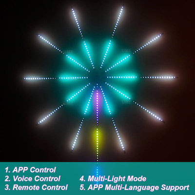 Luz da música do diodo emissor de luz de Smart do fogo de artifício da sincronização da música