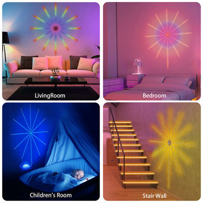 Luz da música do diodo emissor de luz de Smart do fogo de artifício da sincronização da música