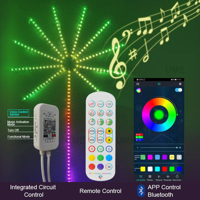 Luz da música do diodo emissor de luz de Smart do fogo de artifício da sincronização da música