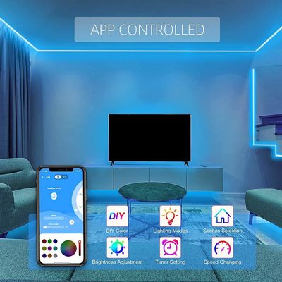 A casa da música Ip65 APP conduziu a tira clara Luces Rgb impermeável flexível 5050 jogos