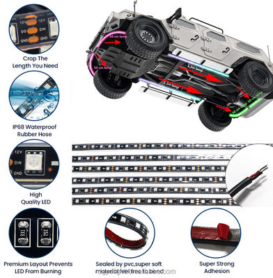 Carro de perseguição ideal Underglow Kit Neon Lights da cor 50cm 120cm impermeável