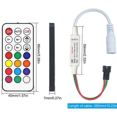 DC5 - luzes de tira ideais da cor de For WS2811 WS2812B do controlador da luz do diodo emissor de luz 24V mini 21Key