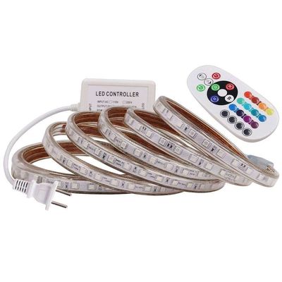 tira 5050 12v conduzida Rgb de 220V 60Led/M impermeável com o controlador azul do dente