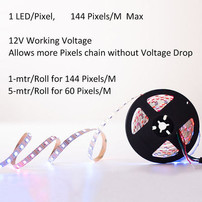 Ws2815 Digitas Rgb conduziu a tira que os dados endereçáveis individuais de Daul sinalizam 60 pixéis do diodo emissor de luz 144