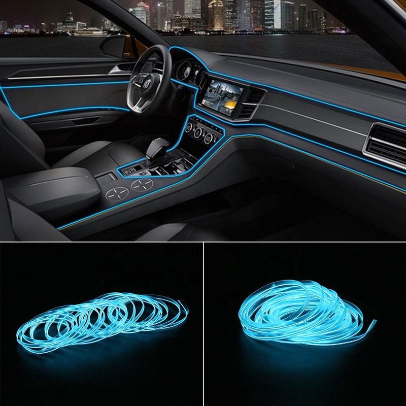o carro alterado 3m ilumina a linha clara fria do EL com o diodo emissor de luz Ligh ambiental do console do painel de USB DIY T