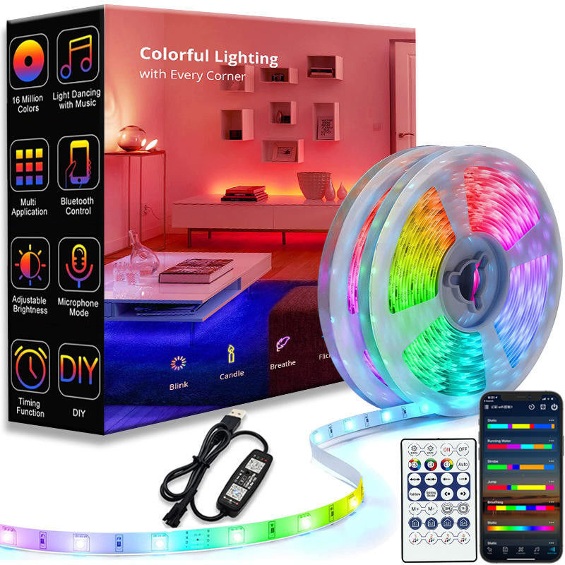 Luzes de tira do diodo emissor de luz do APP Wifi 5V Smart 5050 SMD RGB para a festa natalícia de controle remoto